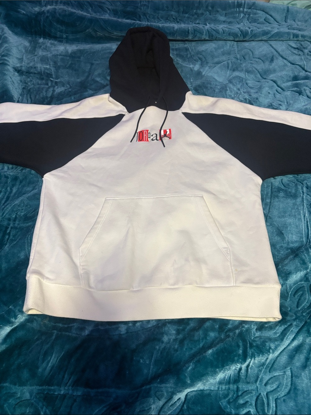 Men's air Jordan Black and White Hooded Pullover Sweatshirt